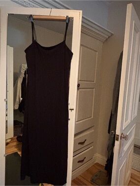COS Black Slip Dress with Double Spaghetti Straps